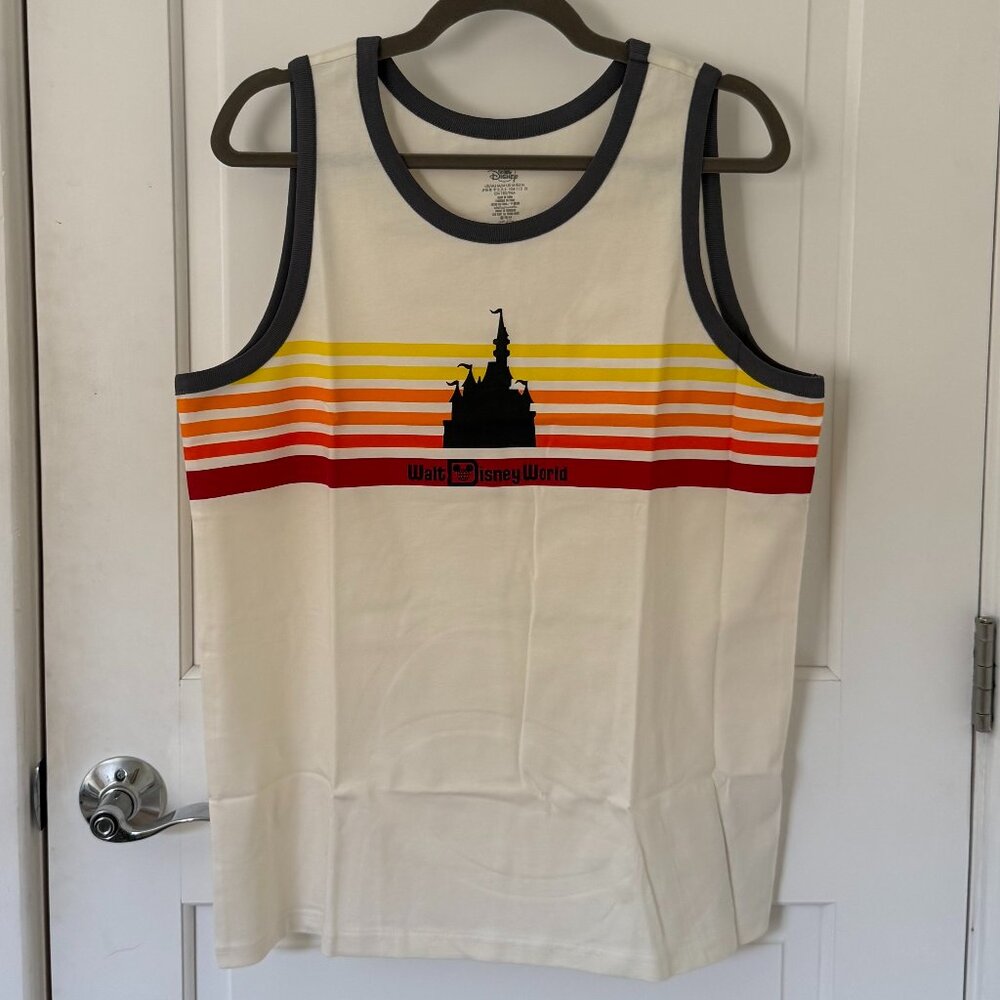NWT Disney Parks Walt Disney World Retro Tank w Castle and Stripes SZ MED